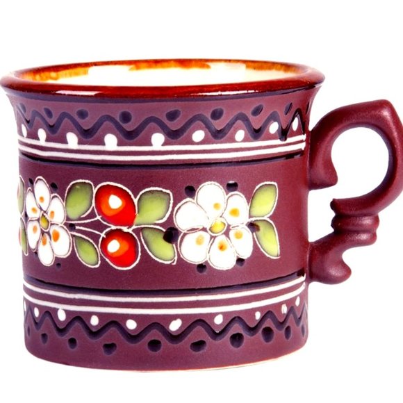 NWT Table Decor Stoneware Clay Mug Cherry Orchard 6.8 oz Handmade Dinnerware - Picture 1 of 4
